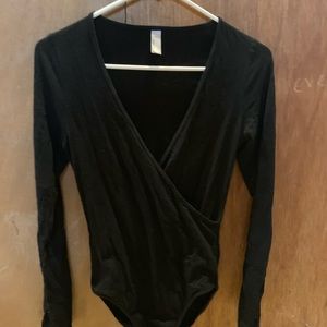 Medium blk AA V neck long sleeve V neck bodysuit